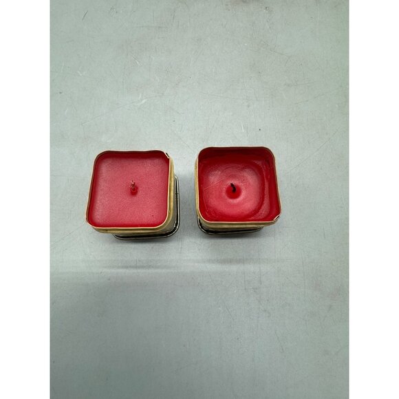 set of 2 russ Holiday Santa Candle Tin Set - Red Wax & Santa Design 1 used 1 new - Picture 2 of 12